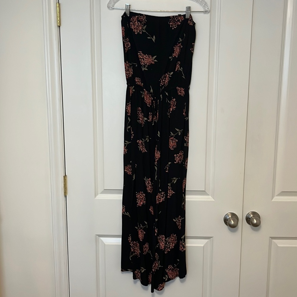 Floral strapless jumpsuit